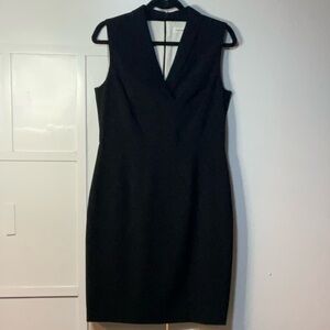 Calvin Klein Black Sheath Dress Size 10 Sleeveless V Neck Career Office